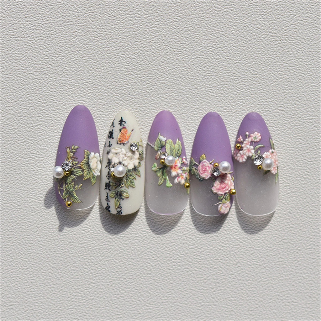 5D Japanese Flower Nail Art Stickers – Pink Embossed Decals Nail Art Stickers QXL