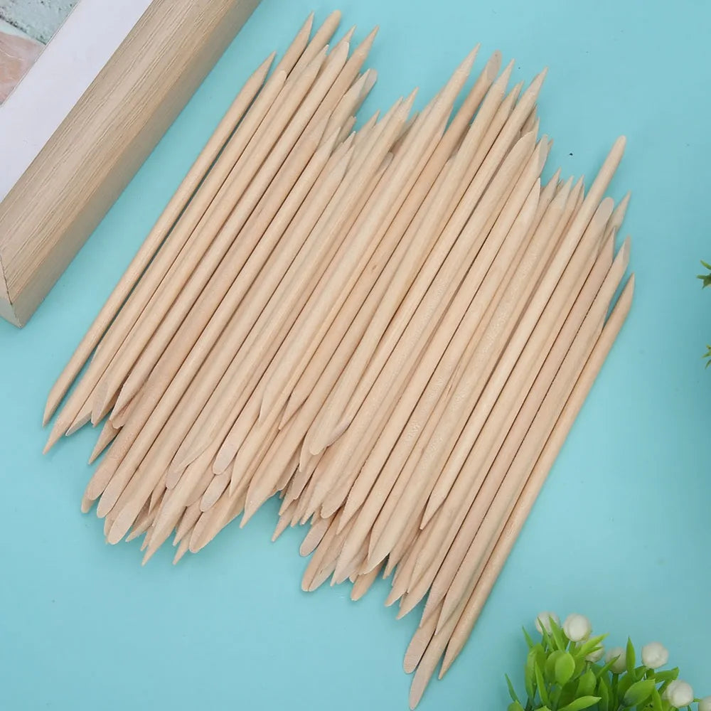 200-Pack Double-Head Orange Wood Cuticle Pusher Sticks Cuticle Pusher Sticks QXL