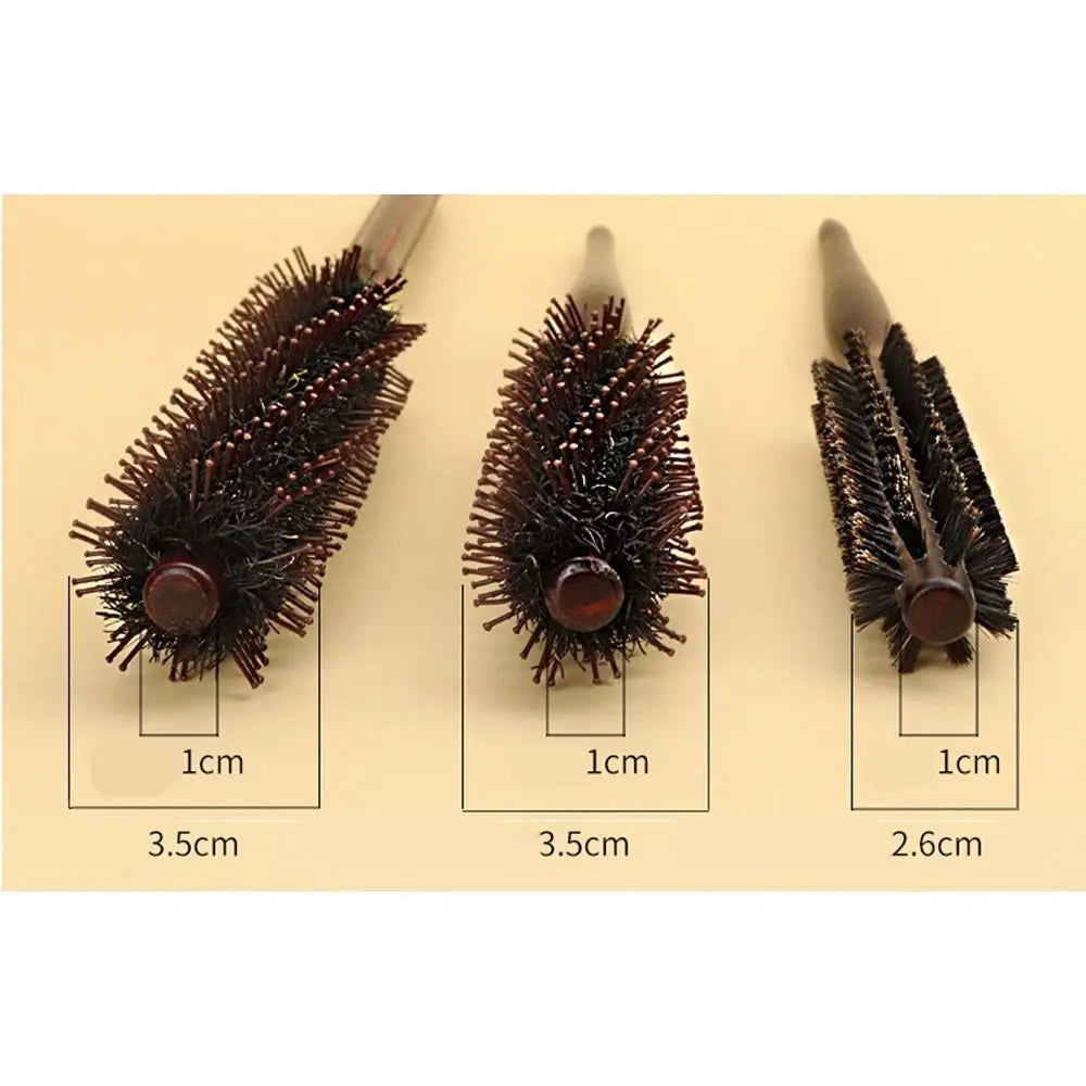 Anti-Static Boar Bristle Round Hair Brush | Wooden Handle Round Hair Brush QXL