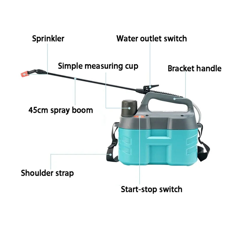 5L Rechargeable Electric Garden Sprayer with 45cm Spray Boom Electric Garden Sprayer QXL