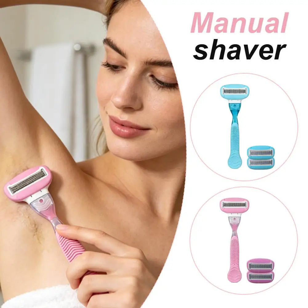 Women's 5-Blade Body Razor | Non-Slip Grip & Spare Blades Women's Body Razor QXL
