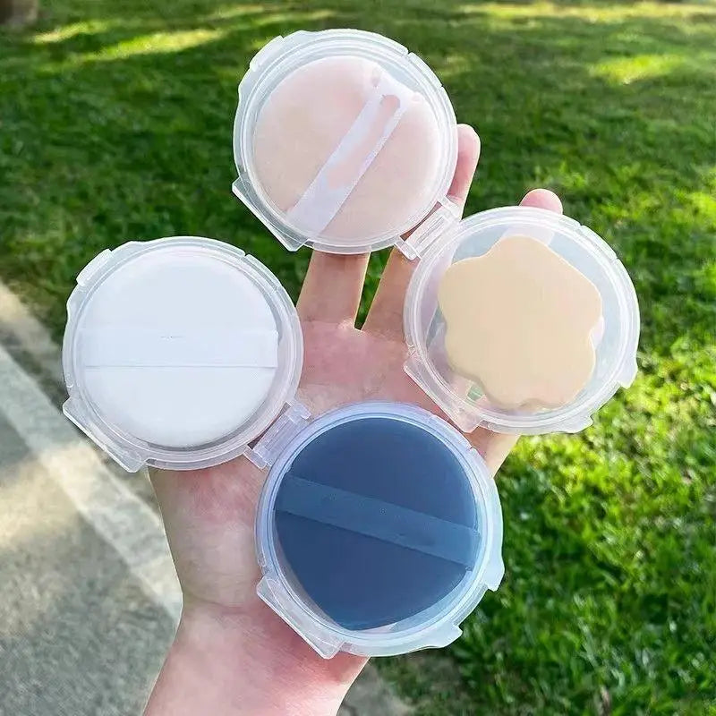 Double-Layer Folding Powder Puff Storage Box | Portable Clear Case Powder Puff Storage Box QXL