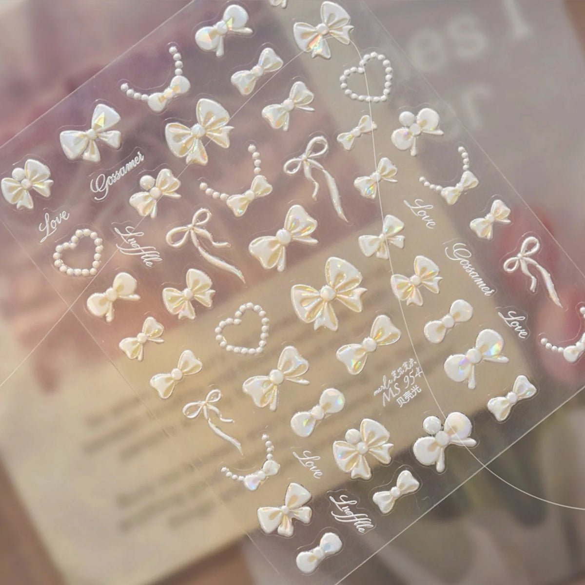 5D Pearl Bow Self-Adhesive Nail Stickers | Nail Decals Nail Art Stickers QXL