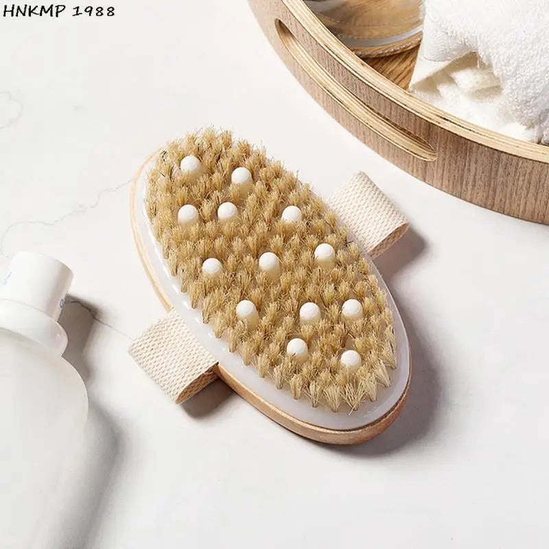 2-in-1 Natural Bristle Dry Body Brush | Exfoliating Massager Dry Body Brush QXL
