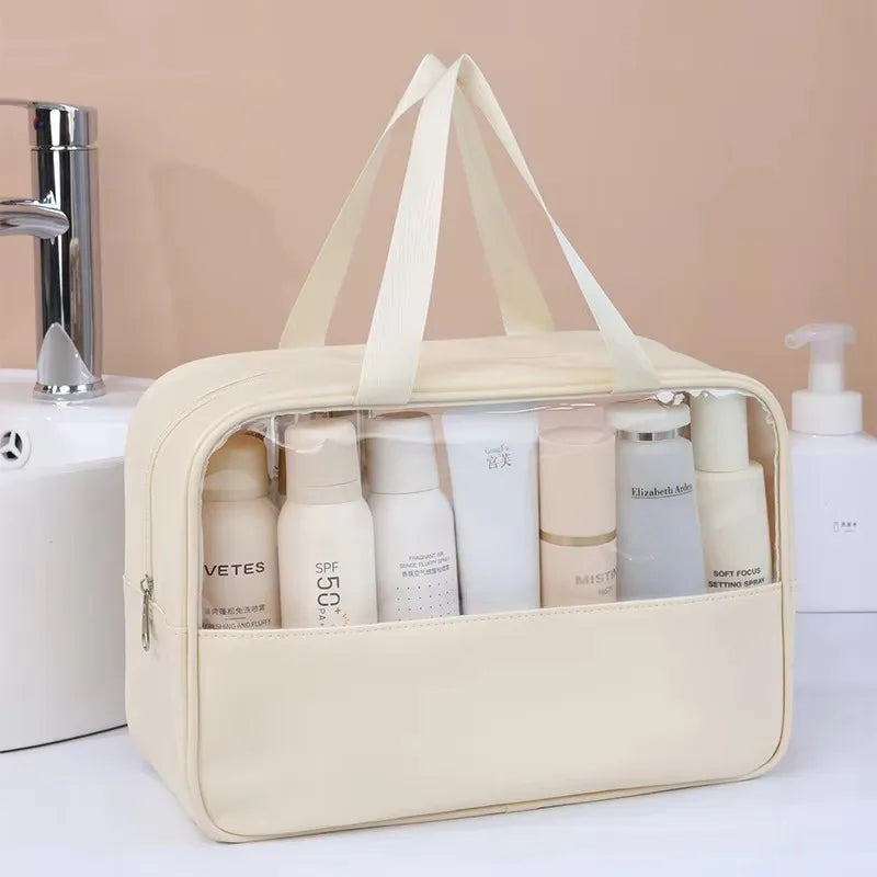 Large Transparent Travel Cosmetic Bag – Waterproof PVC Makeup Travel Cosmetic Bag QXL