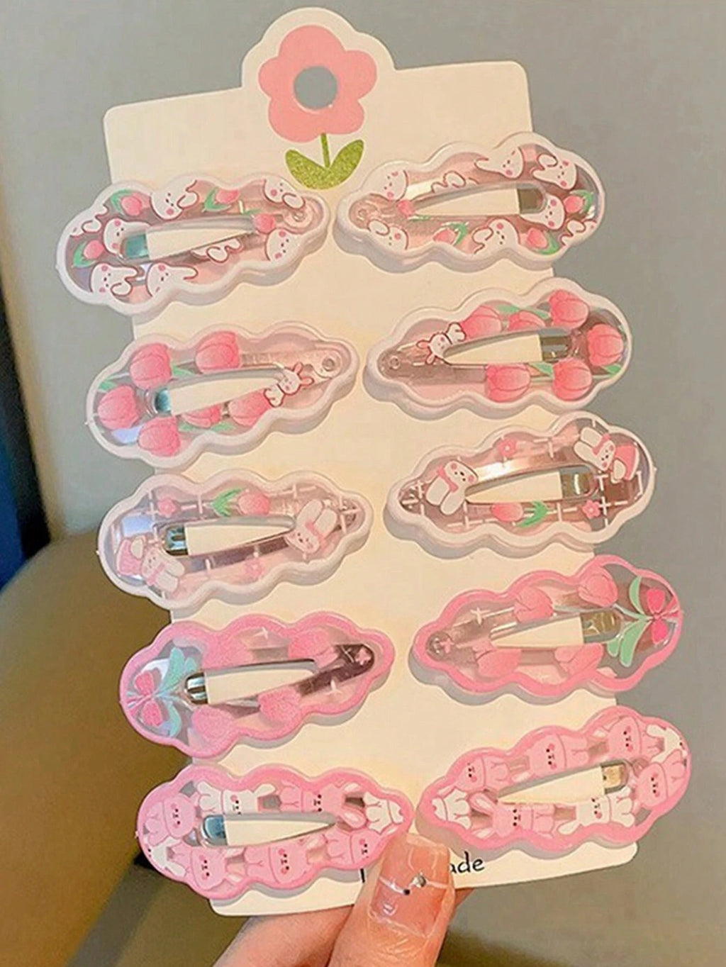 10-Pack Pink Rabbit Hair Clips for Kids | Bangs & Side Clips Kids Hair Clips QXL 10Pcs-Pink