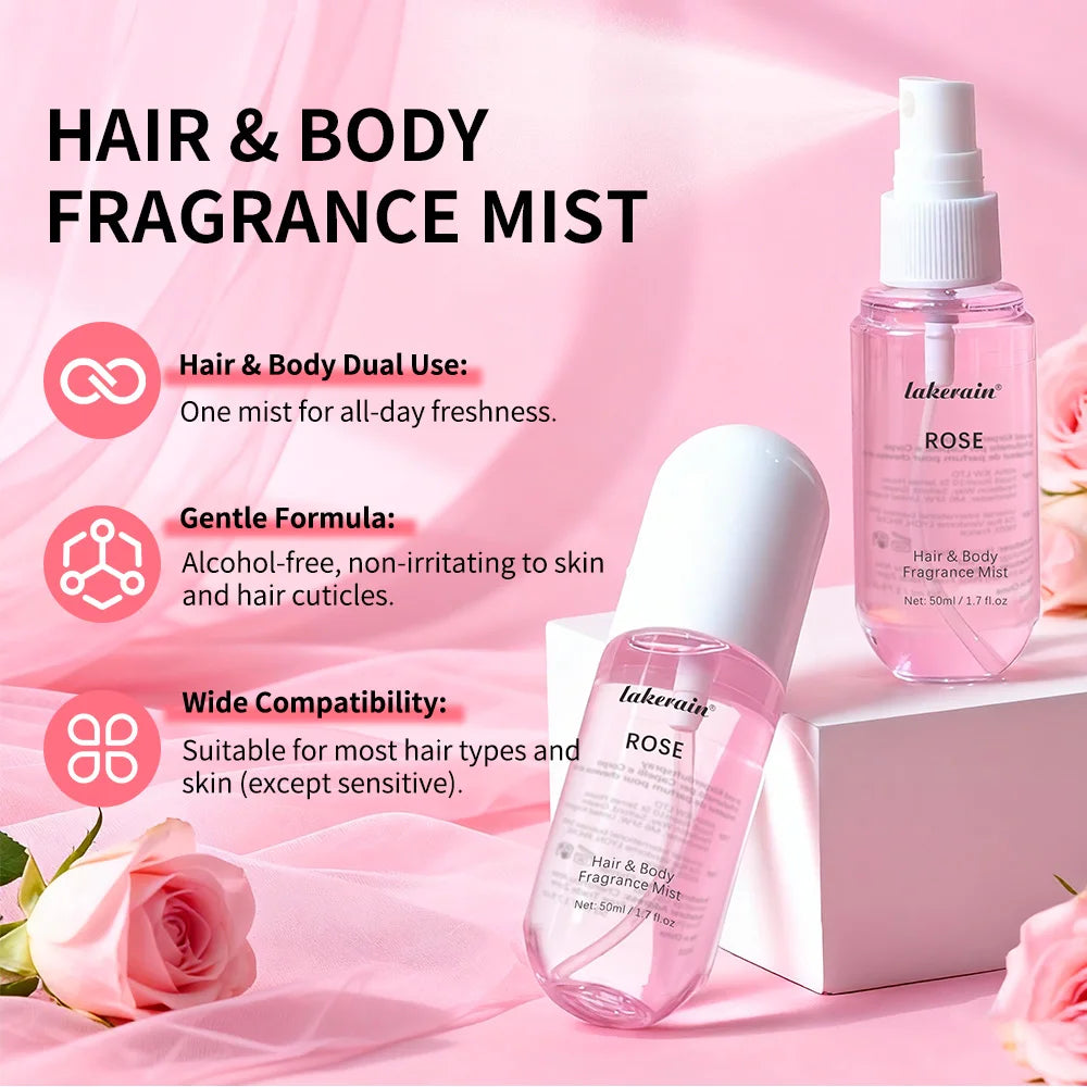 2-Pack Vanilla Rose Hair & Body Fragrance Mist | Travel Size Body Fragrance Mist QXL