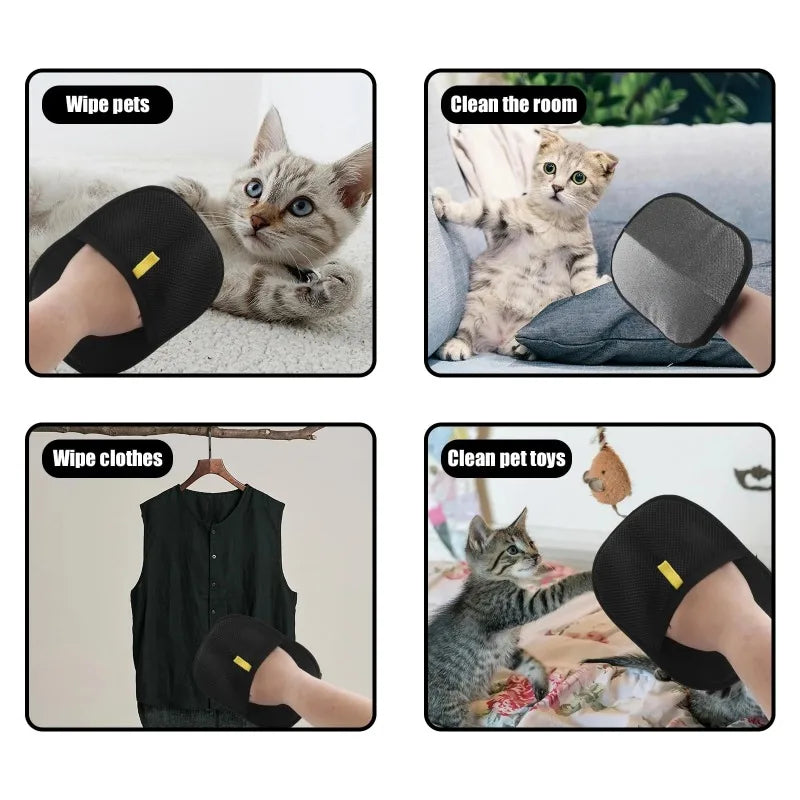 Double-Sided Pet Hair Removal Gloves | Reusable Grooming Pet Grooming Gloves QXL