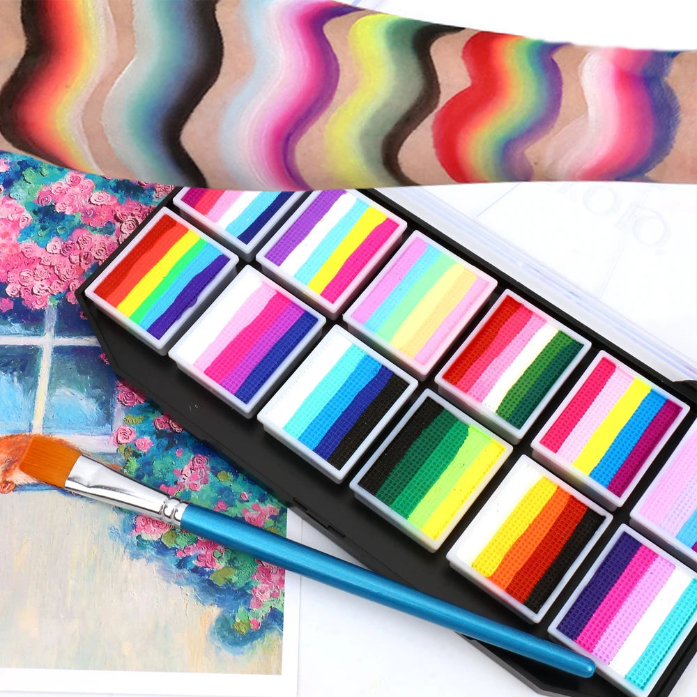 VERONNI 12-Color Water-Soluble Face & Body Paint | Rainbow Set Face & Body Paint QXL