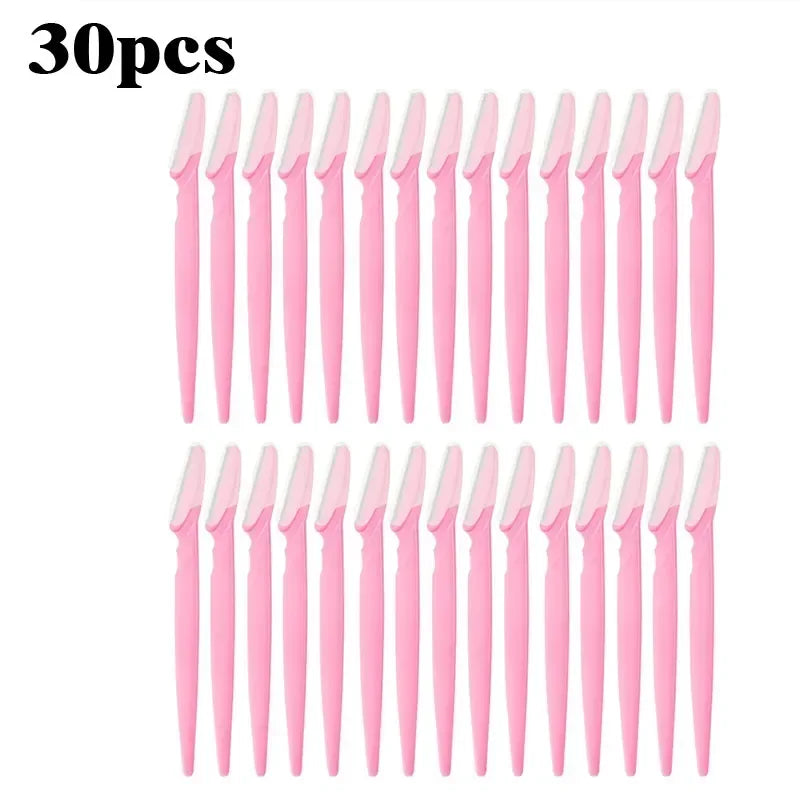 Eyebrow Razor Trimmer Set | Face Hair Removal 5–100 Pack Eyebrow Face Razor QXL M7 Pink 30pcs