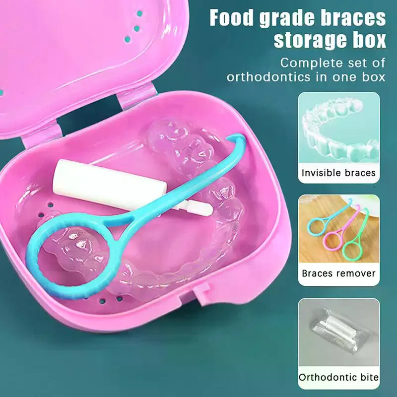 Denture Retainer Box with Vent Holes | Plastic Storage Case Denture Storage Case QXL