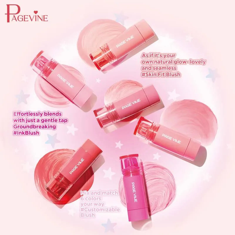 PAGE VINE Liquid Blush Velvet Ink Matte Blusher | 12-Hr Wear Liquid Blush QXL