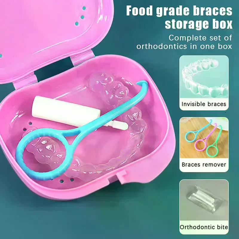 Denture Retainer Case with Vent Holes | Plastic Storage Box Denture Storage Case QXL