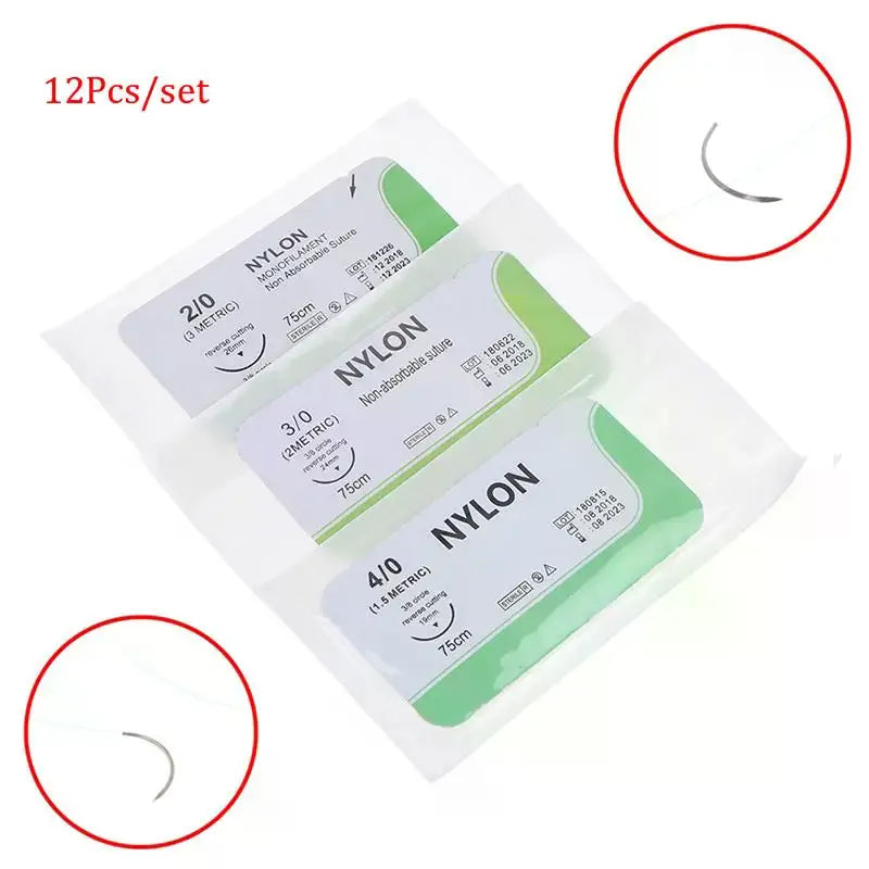 12-Pack Nylon Suture Practice Kit | Sizes 2.0, 3.0 & 4.0 Suture Practice Kit QXL