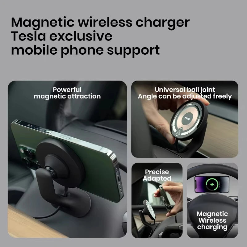 Magnetic Wireless Fast Car Phone Mount for Tesla Model Y & 3 Wireless Car Phone Mount QXL