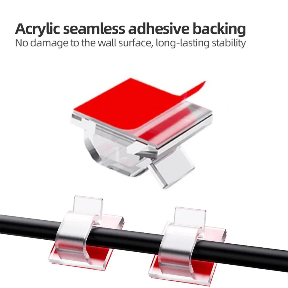 50-Pack Self-Adhesive Cable Clips | Wire Cord Management Cable Management Clips QXL