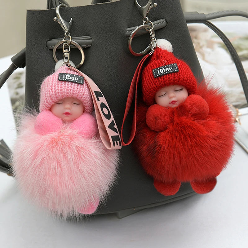 Cute Pompom Plush Doll Keychain | Bag & Backpack Pendant Gift Plush Bag Charm QXL