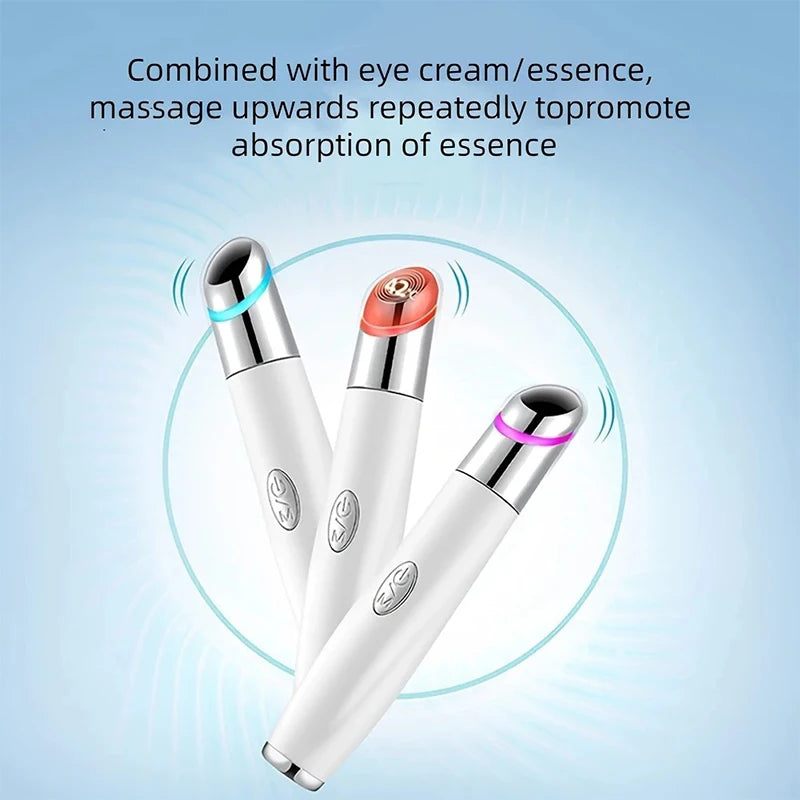 3-Color LED Eye Beauty Wand | Warm Compress & Vibration LED Eye Beauty Wand QXL