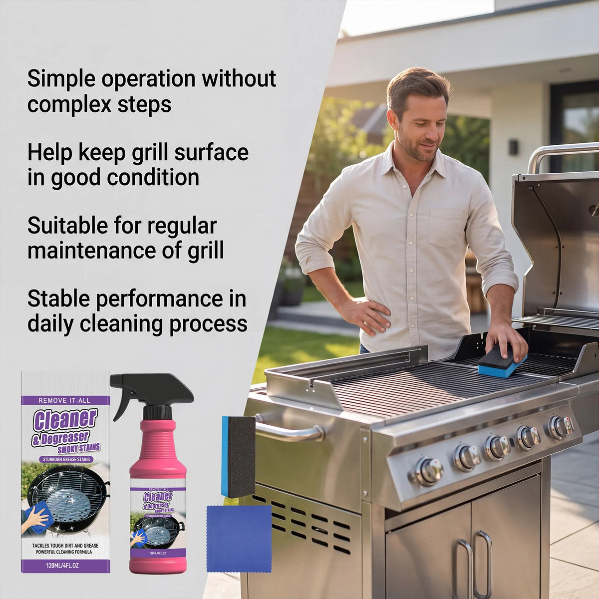 Heavy Duty Grill Cleaner Spray | BBQ Grease & Stain Remover Grill Cleaner Spray QXL