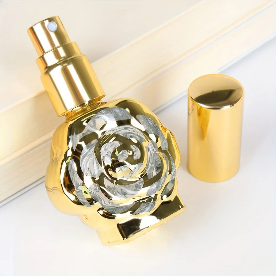 Gold Rose Glass Perfume Atomizer | BPA-Free Refillable Travel Sprayer Perfume Atomizer QXL