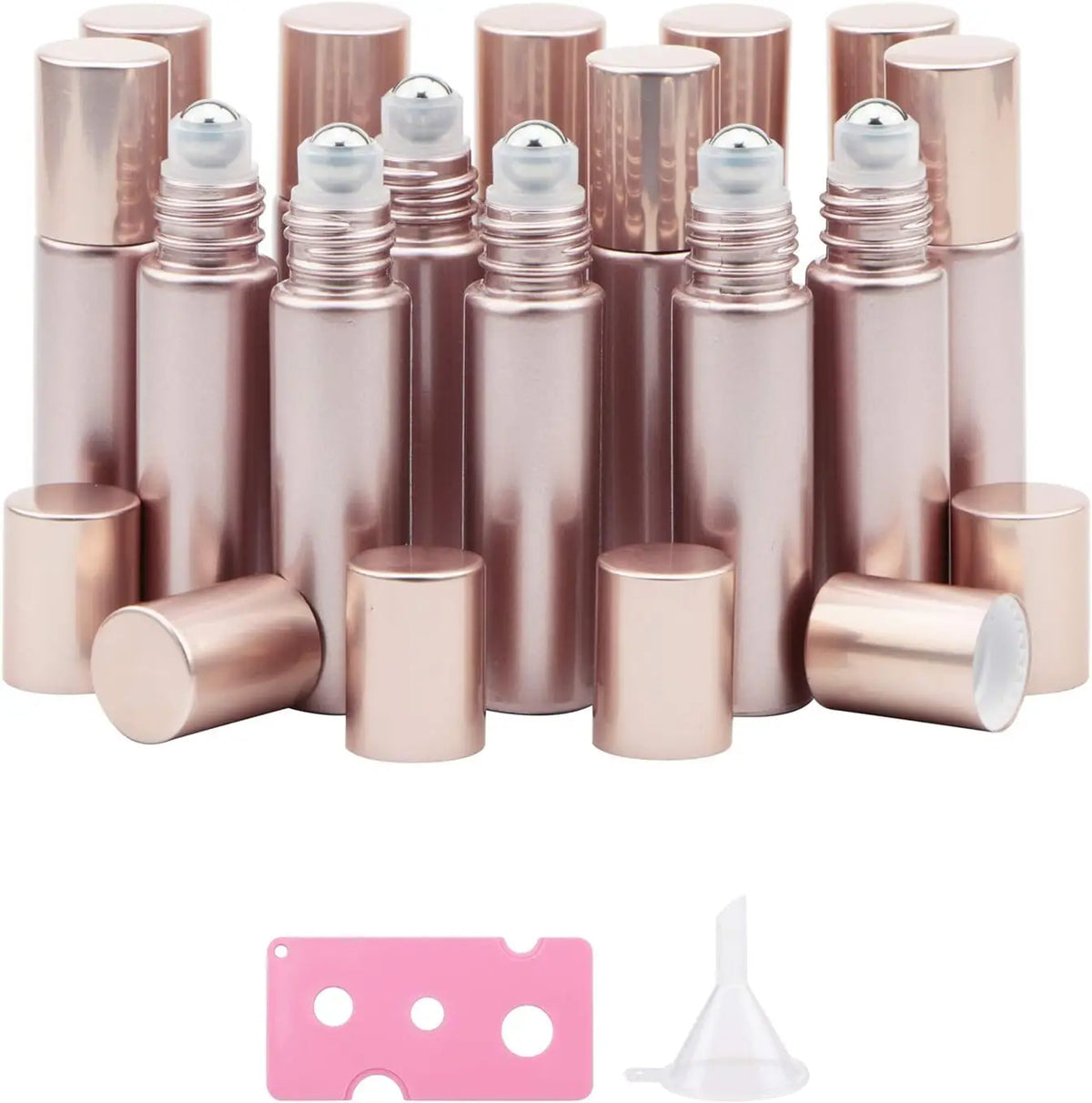 14-Pack 10ml Glass Roller Bottles for Essential Oils & Perfume Glass Roller Bottles QXL 10ml Rose Gold