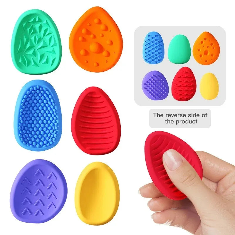 Sensory Silicone Fidget Stones 6-Pack | Textured Calming Toys Sensory Fidget Toy QXL