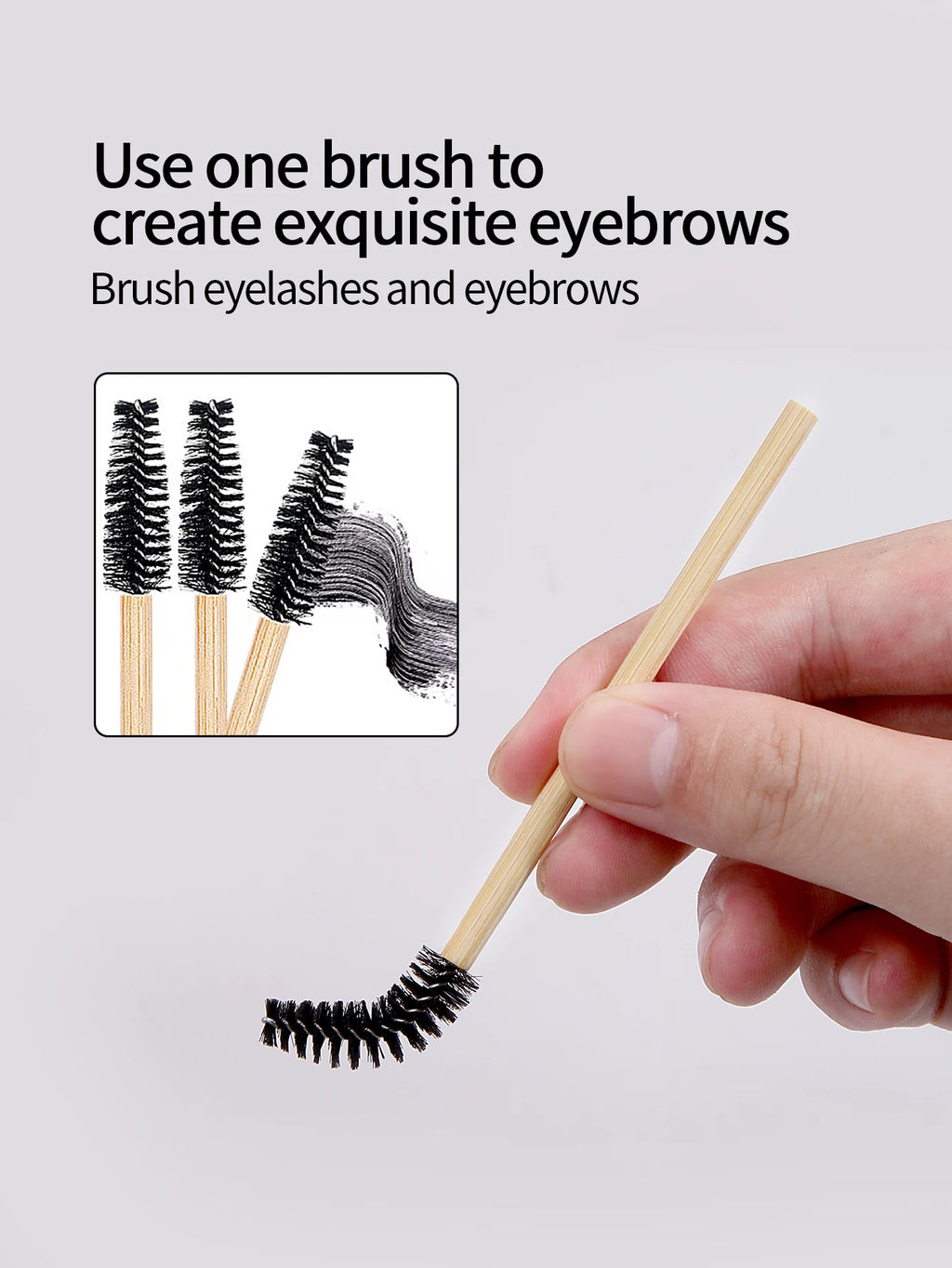 50-Pack Bamboo Mascara Wands & Eyelash Comb Applicators Mascara Wand Set QXL