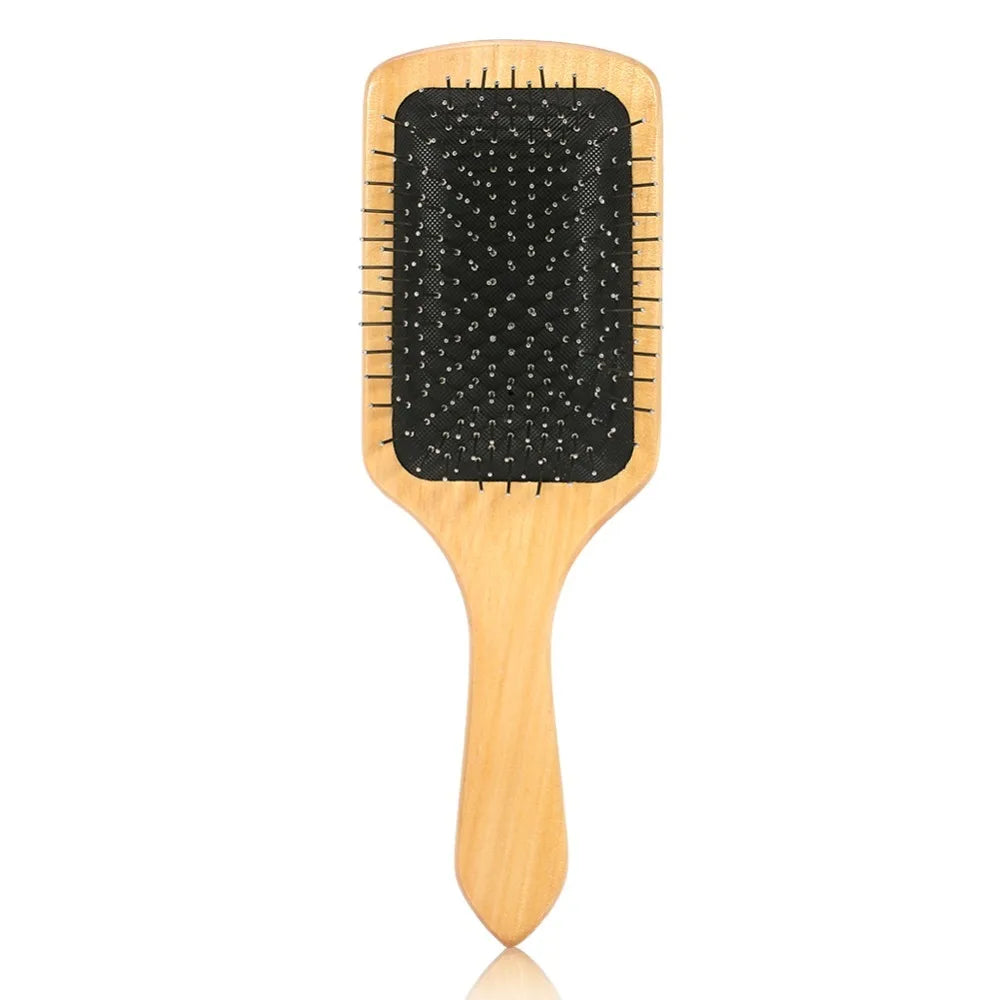 Wood & Steel Needle Scalp Massage Comb | Anti-Static Detangling Scalp Massage Comb QXL A
