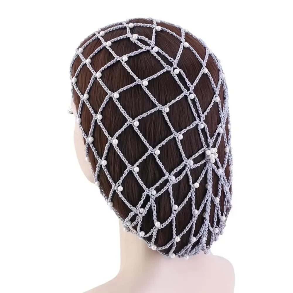 Pearl Beads Mesh Snood Hair Net | Crochet Hairnet for Women Snood Hair Net QXL