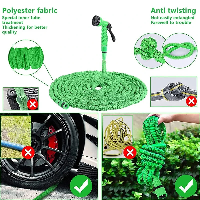 Retractable Expandable Garden Hose & 7-Mode Spray Gun Expandable Garden Hose QXL