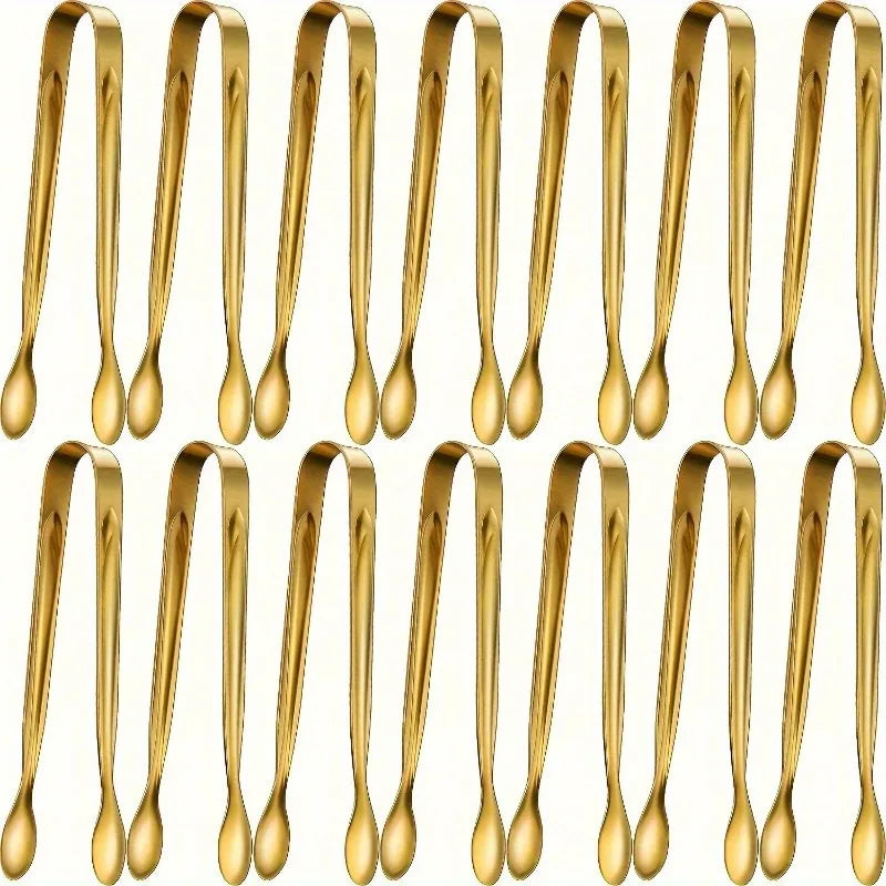 Golden Mini Serving Tongs | Stainless Steel Party & Charcuterie Mini Serving Tongs QXL