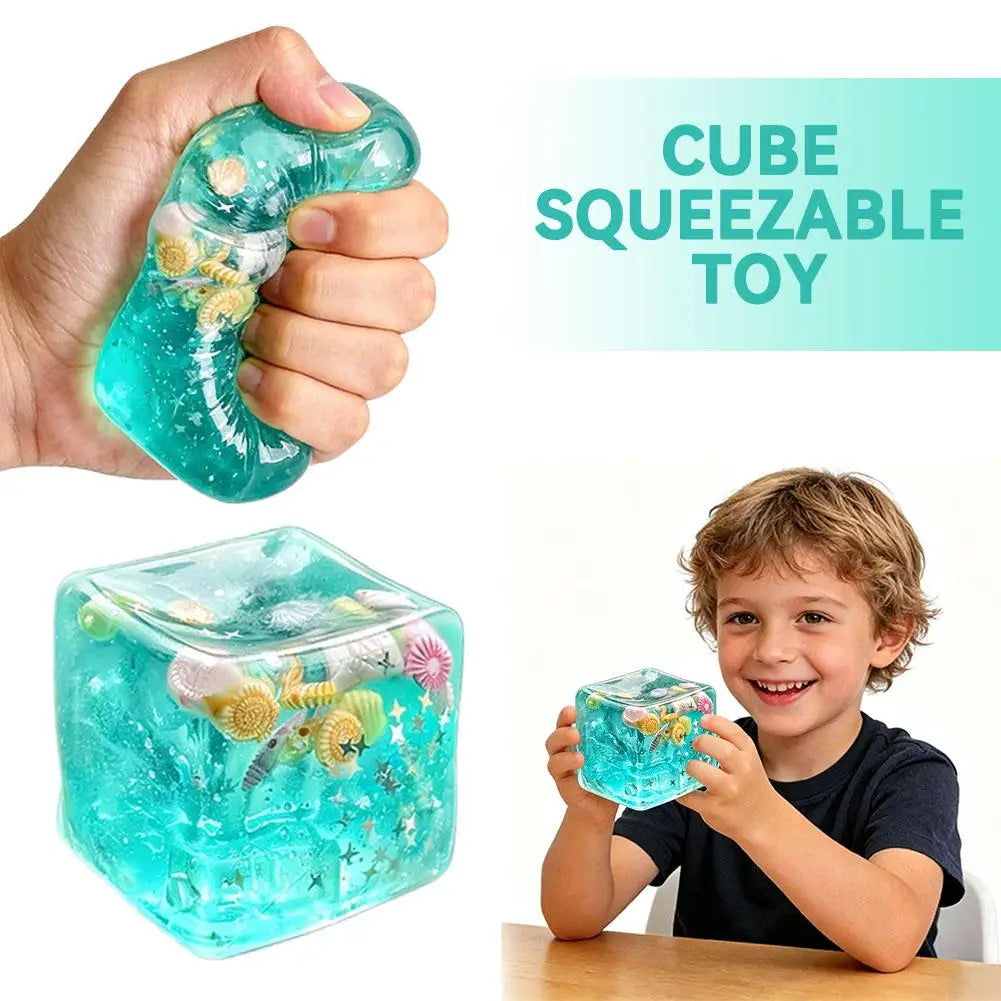 Sea World Shell Squishy Cube Fidget Toy | Ocean Sensory Fidget Sensory Toy QXL