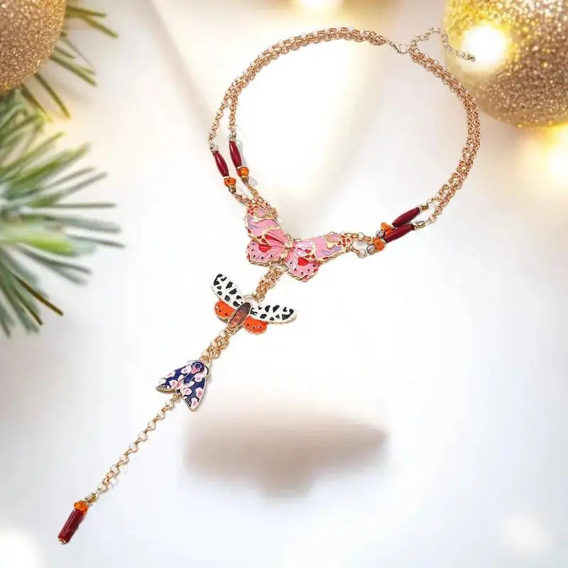 Multilayer Chain Butterfly Pendant Necklace | Boho Style Pendant Necklace QXL