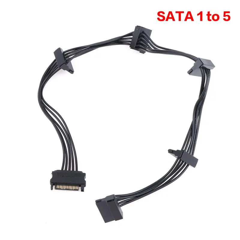 SATA Power Splitter Cable 1-to-5 | 15-Pin HDD Expansion SATA Power Splitter Cable QXL SATA 1 to 5