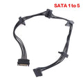 SATA Power Splitter Cable 1-to-5 | 15-Pin HDD Expansion SATA Power Splitter Cable QXL SATA 1 to 5