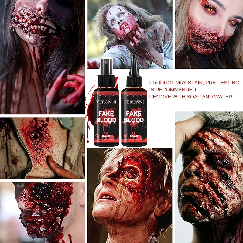 VERONNI Halloween Fake Blood Spray 50ml | SFX Costume Makeup Fake Blood Spray QXL