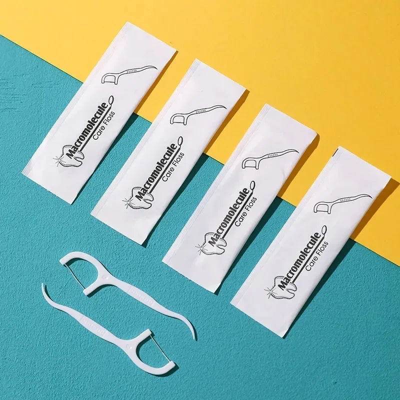 300-Pack Disposable Dental Floss Picks | Individually Wrapped Dental Floss Picks QXL