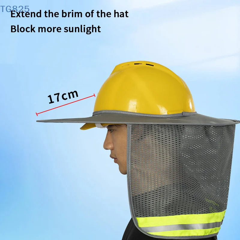 Sun Shade Safety Helmet Neck Shield | Reflective Work Cap Safety Sun Cap QXL