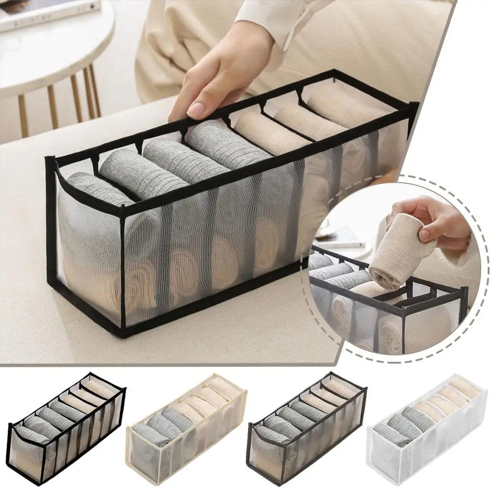 Foldable Underwear Drawer Organizer | 7-Compartment Storage Drawer Organizer QXL