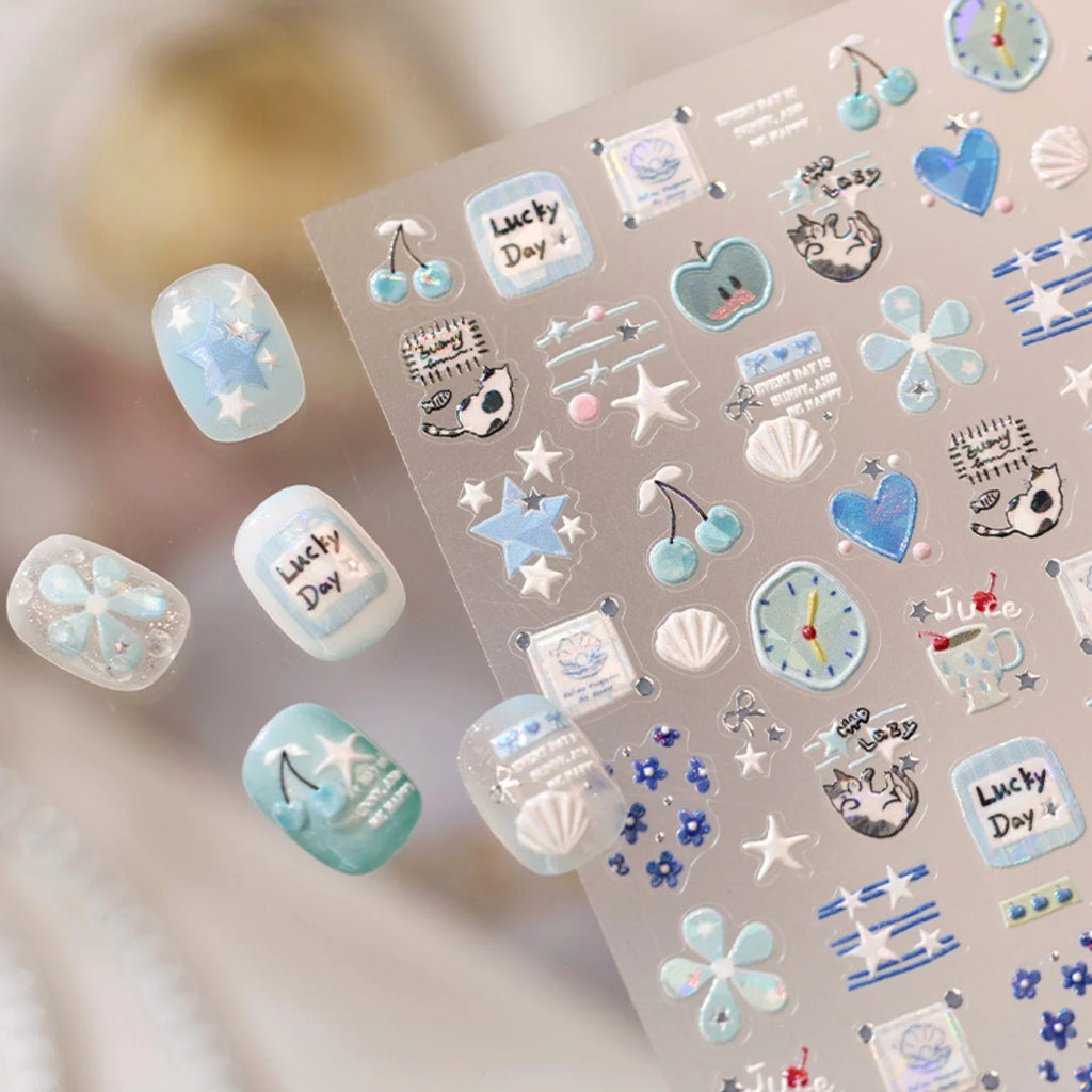 5D Nail Art Stickers – Kitten Floral Self-Adhesive Decals Nail Art Stickers QXL
