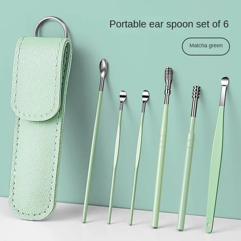 6-Piece Stainless Steel Ear Pick & Earwax Remover Set Ear Care Tool Set QXL