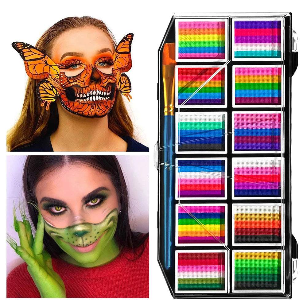 VERONNI 12-Colour Water-Based Face & Body Paint Palette Face & Body Paint QXL