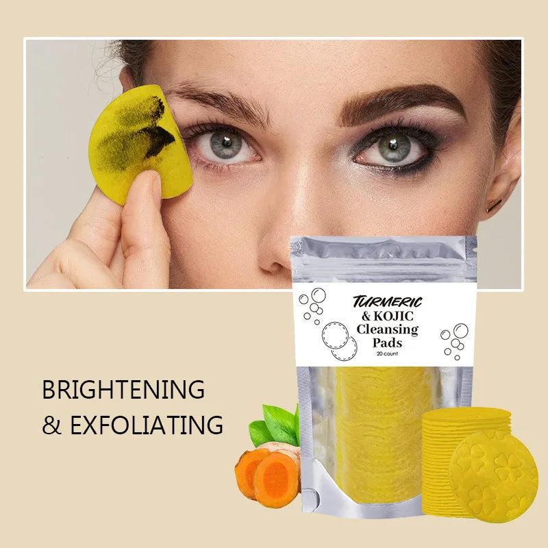 Turmeric Kojic Acid Cleansing Pads | Oil Control & Brightening Exfoliating Cleansing Pads QXL