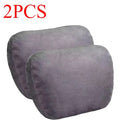 Car Headrest Neck Pillow & Lumbar Support Cushion | Soft Suede Car Seat Cushion QXL Grey 2 PCS