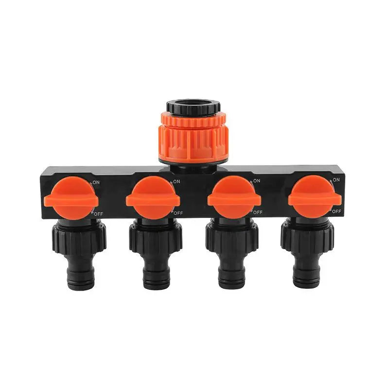 4-Way Garden Hose Splitter | 1 In 4 Out Water Divider & Valves Garden Hose Splitter QXL orange