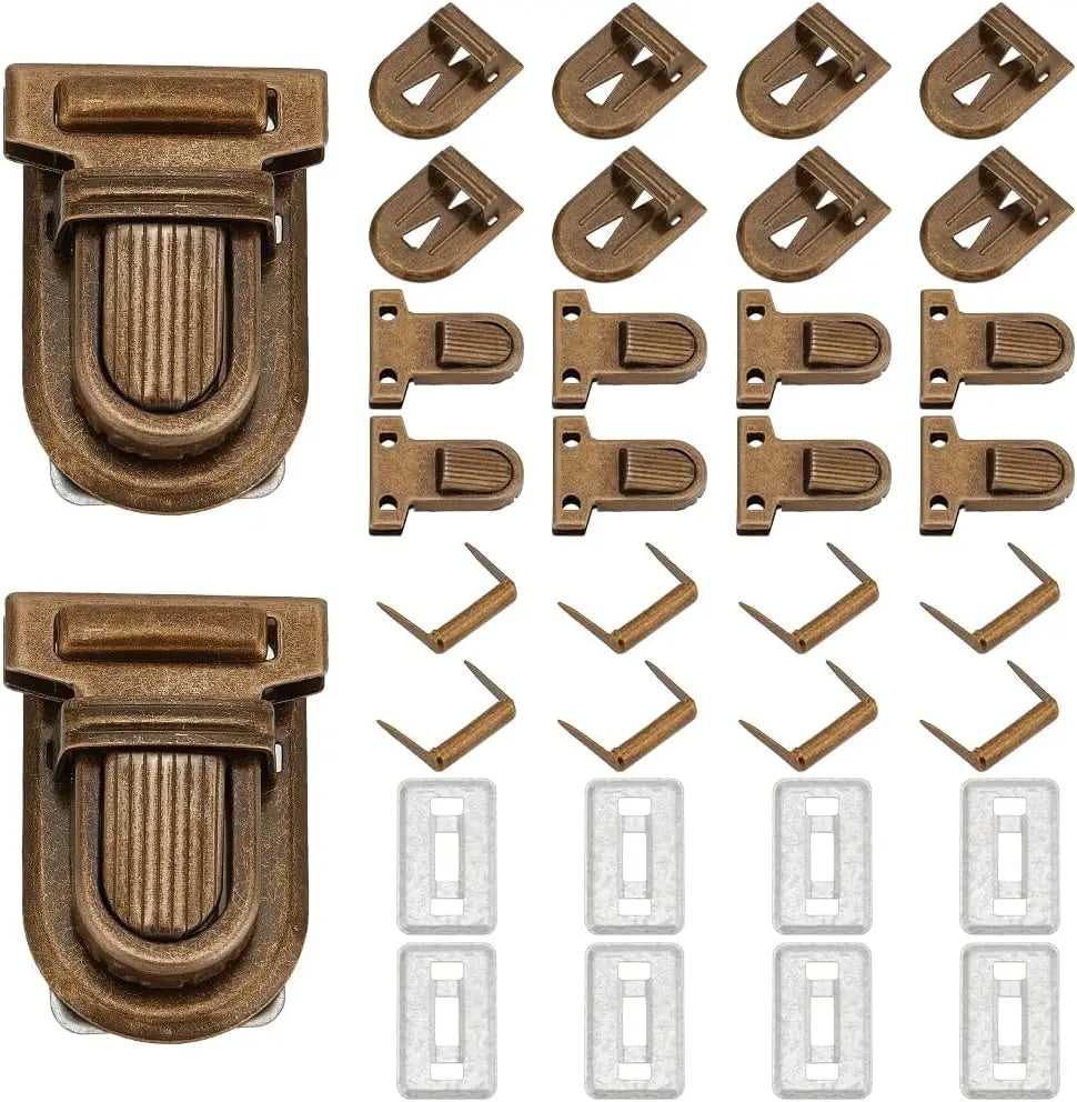 10-Set Antique Bronze Purse Push Lock Clasps | DIY Bag Hardware Bag Clasp Hardware QXL