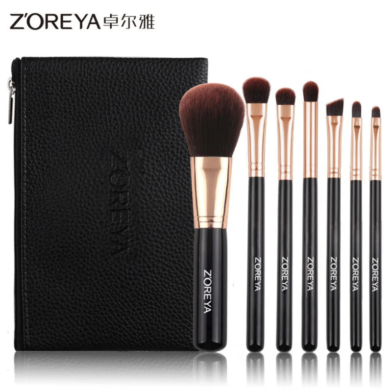 ZOREYA 7-Piece Mini Travel Makeup Brush Set with Tin Box Travel Makeup Brush Set QXL ZS7B 002