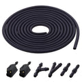 7-Pc Windscreen Washer Nozzle Jet Kit | 4-Way Valve & 2m Hose Washer Nozzle Kit QXL black 7 pcs