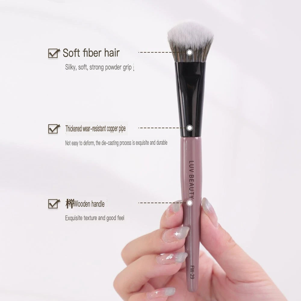 Angled Blush & Contour Brush | Soft Wool Fiber FW-29 Contour Makeup Brush QXL