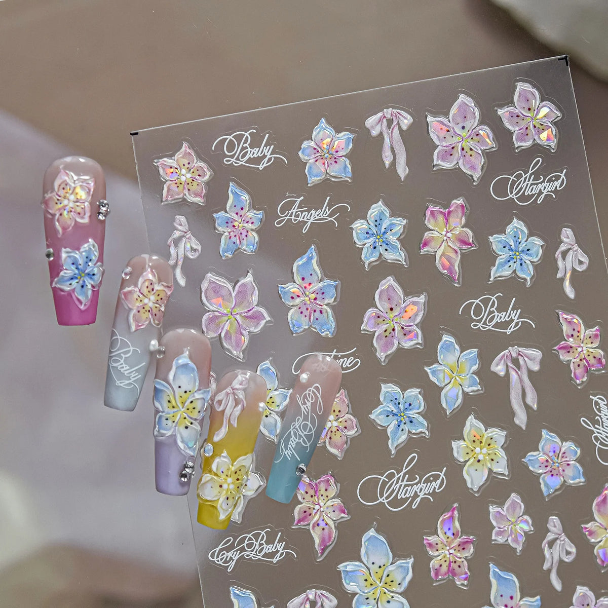 Tropical Papaya 5D Embossed Nail Stickers – Summer Decals Nail Art Stickers QXL